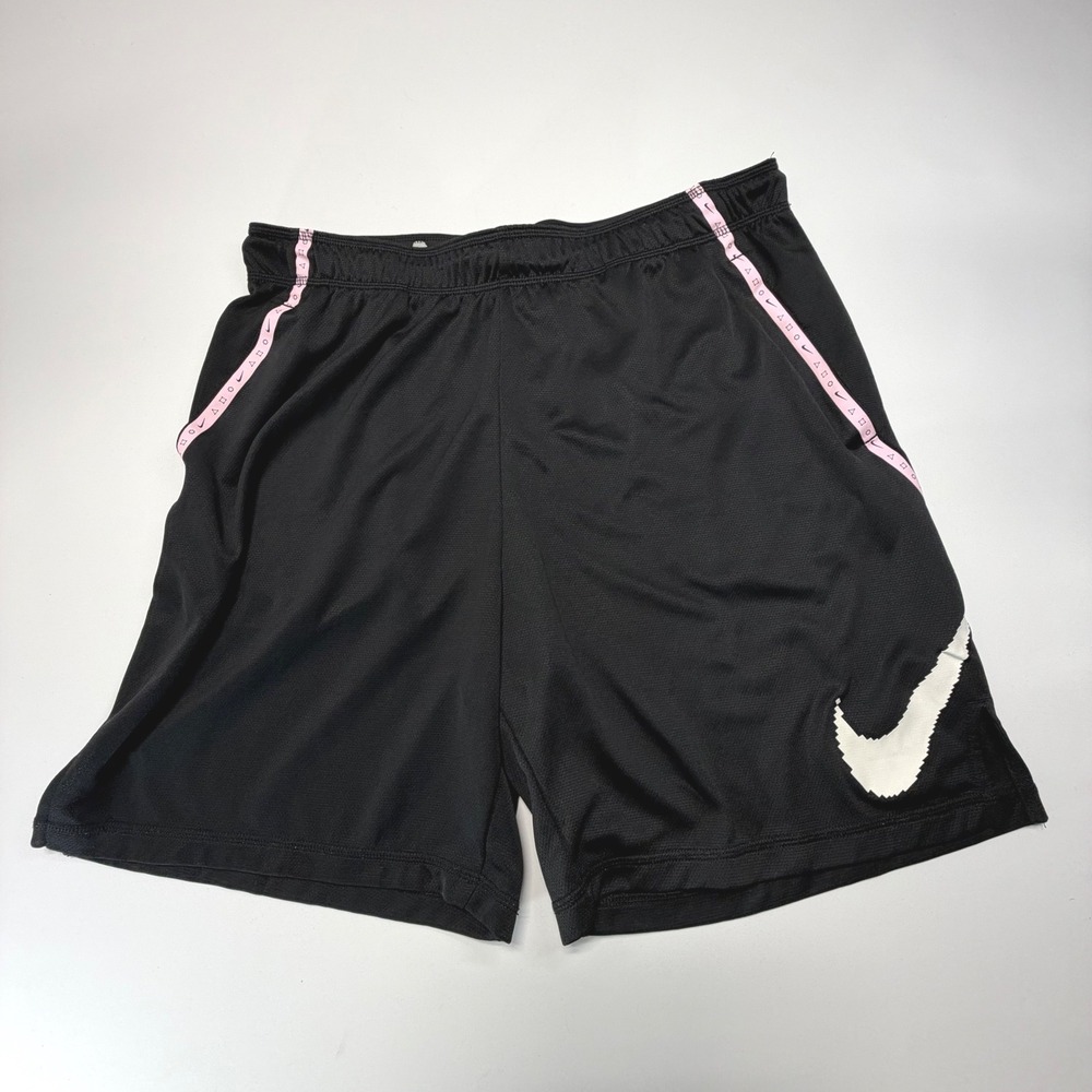 Nike Dri-Fit Athletic Shorts Men's XL Black Pink Tape Swoosh Gym Y2K
